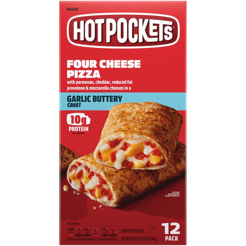 Hot Pockets Four Cheese Pizza Garlic Buttery Crust Frozen Snacks 12 Ct Instacart