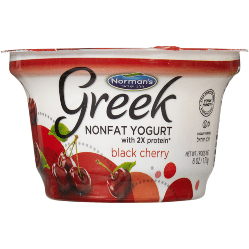 Normans Black Cherry Non Fat Kosher Greek Yogurt