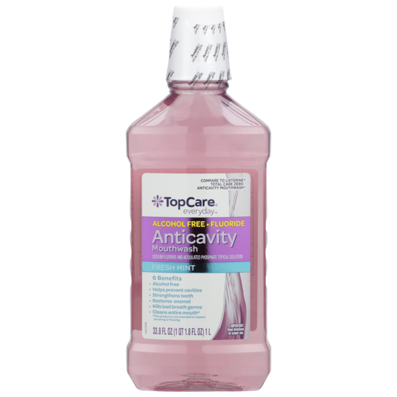Top Care Alcohol Free Fluoride Anticavity Mouthwash, Fresh Mint (33.8
