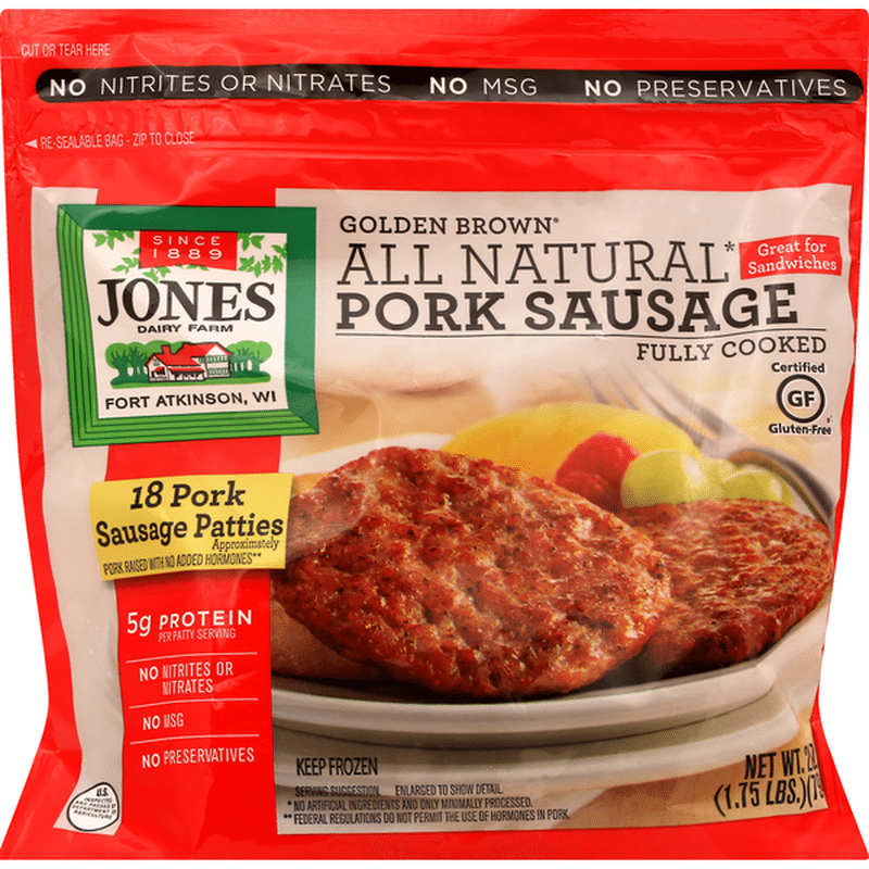 Jones Dairy Farm Sausage Patties, Pork, Golden Brown