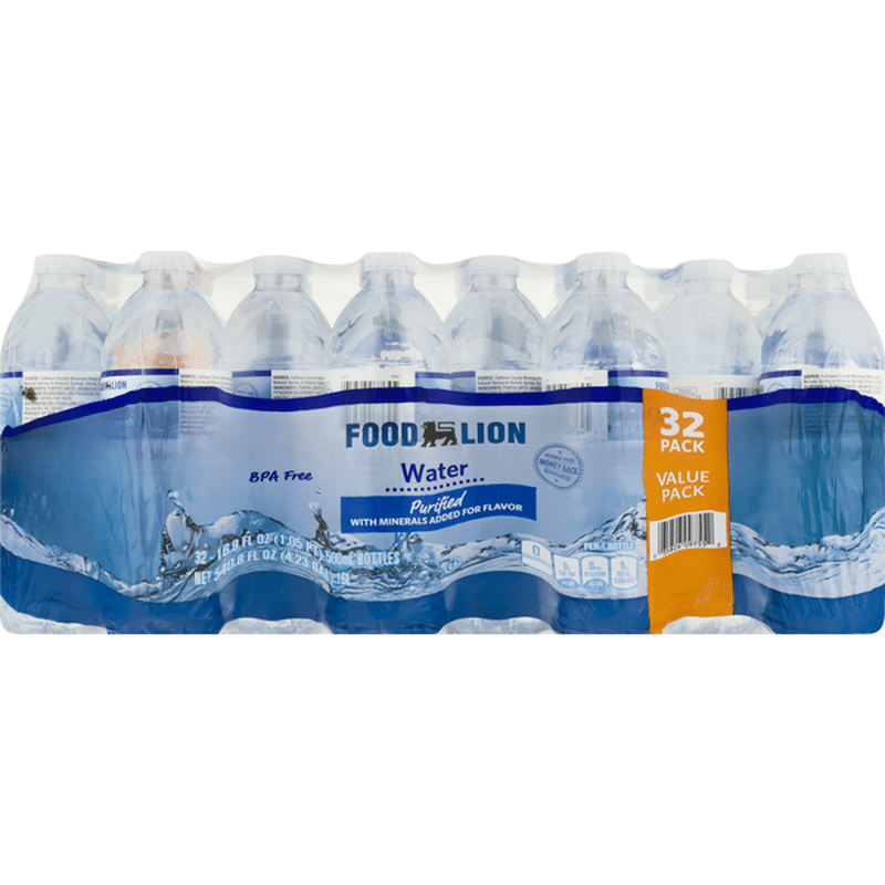 Food Lion Water, Purified, Value Pack, 32 Pack