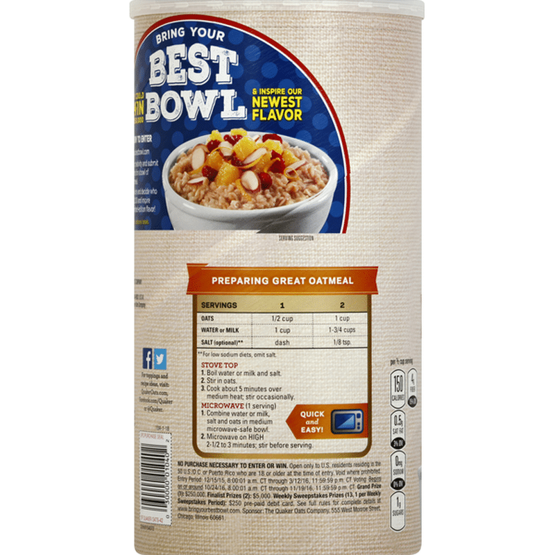 Quaker Oats, Old Fashioned Oatmeal (42 oz) Instacart