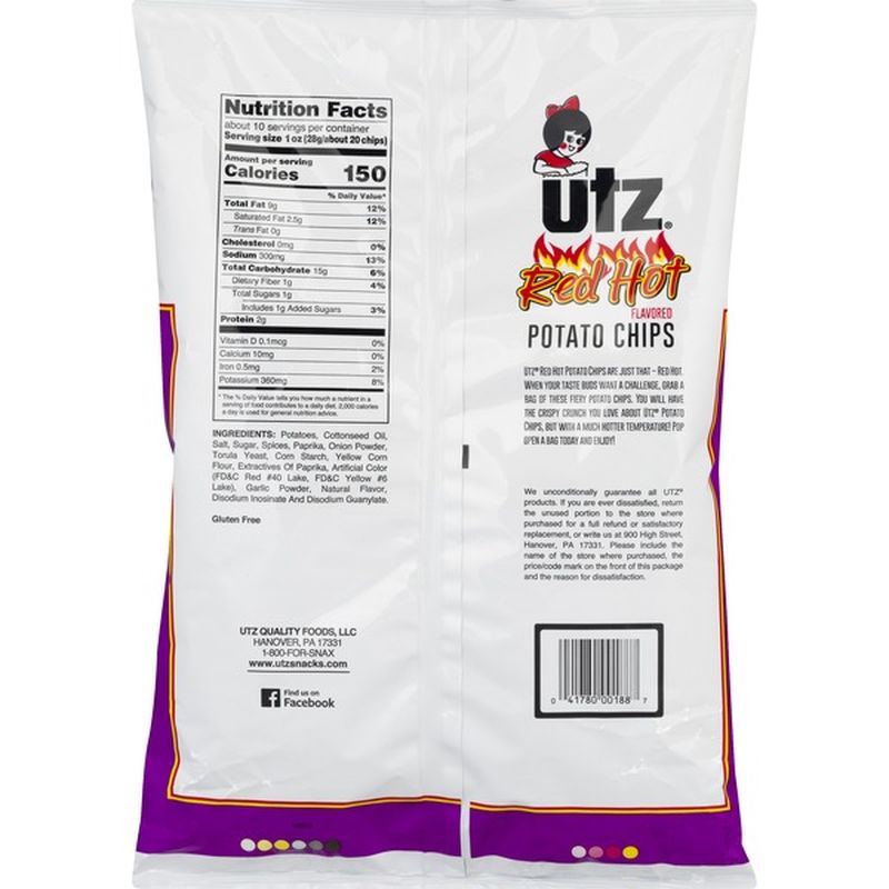 Utz Red Hot Potato Chips Family Size (9.5 oz) Instacart