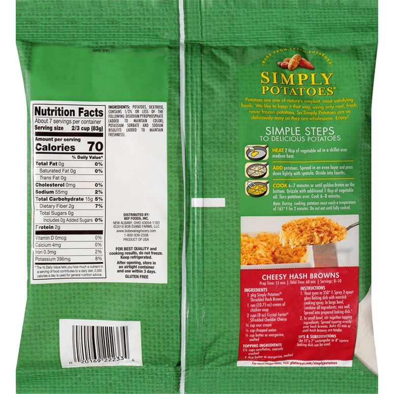 Simply Potatoes Hash Browns, Shredded (20 Oz) From Falletti Foods ...