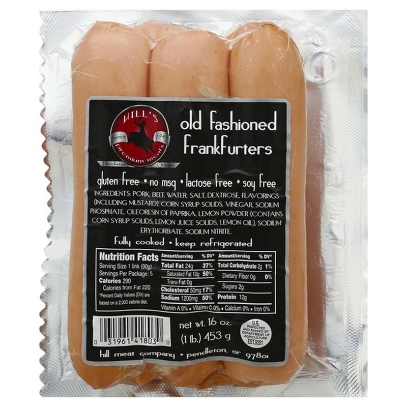 Hills Premium Meats Frankfurters, Old Fashioned (16 oz) Delivery or