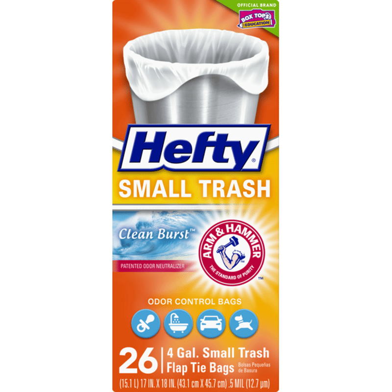 Hefty Small Trash Clean Burst Flap Tie Odor Control Trash Bags (1 gal