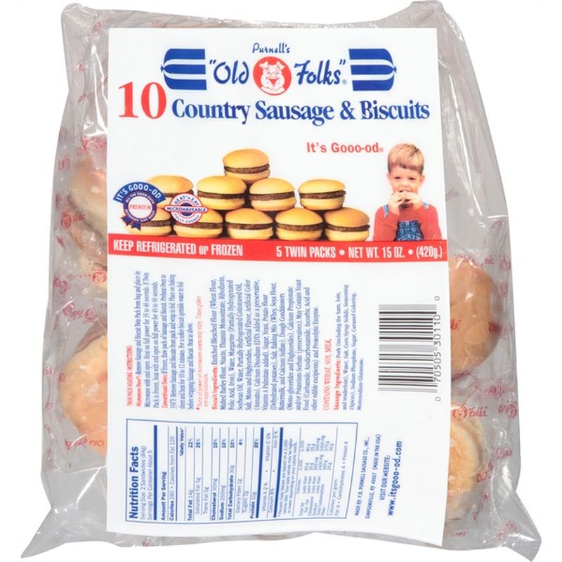 Purnell's Old Folks 5 Twin Packs Country Sausage & Biscuits (2 ct