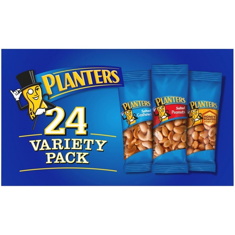 Planters Variety Pack Salted Cashews, Salted Peanuts, Honey Roasted