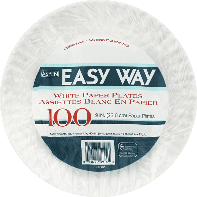 Aspen Clean Paper Plates, White, 9 Inch (100 each) Instacart
