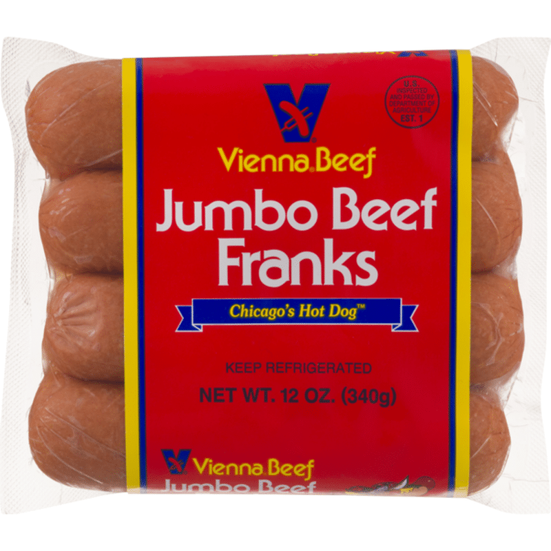 Vienna Beef Jumbo Beef Franks 4 CT (12 oz) Instacart