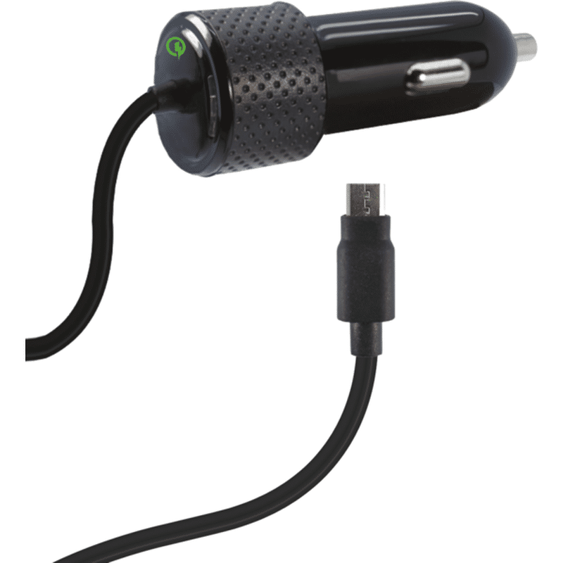 Z Gear 28.8 Watt 2.4 Amp Black Adaptive Fast Charging Car Charger For Micro USB