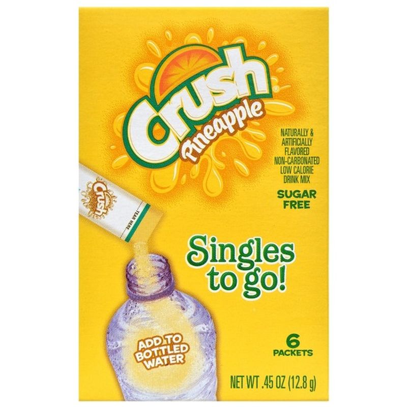 Crush Singles To Go! Low Calorie Drink Mix Sugar Free Pineapple (0.45