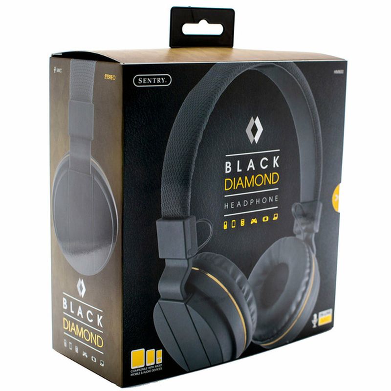Sentry Pro Black Diamond Digital Stereo Sound Headphones With Microphone