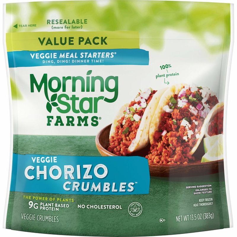 Morning Star Farms Crumbles, Plant Based Protein Vegan Meat, Frozen ...