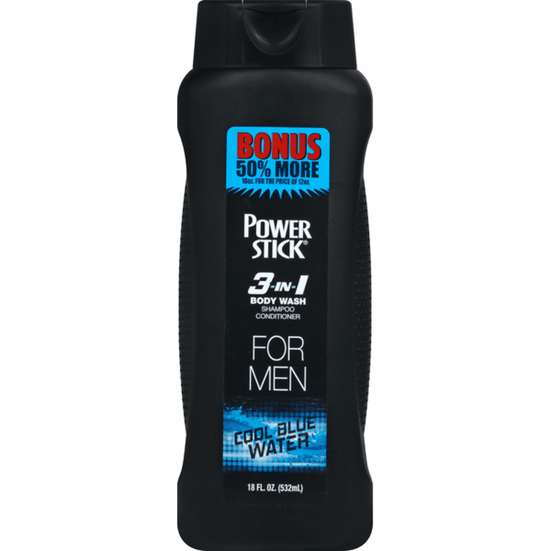 Power Stick Body Wash/Shampoo/Conditioner, 3in1, Cool Blue Water, for