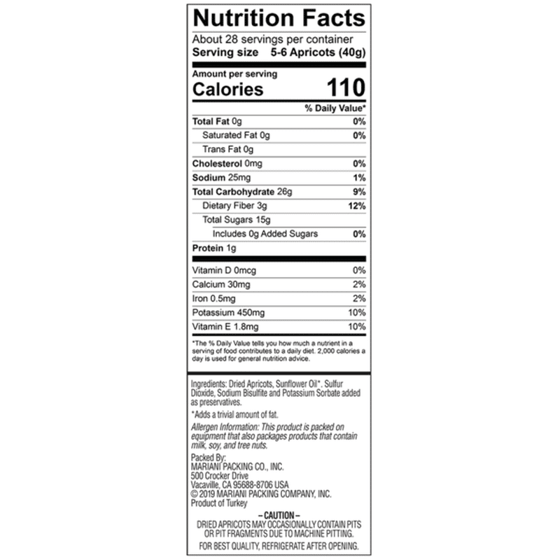 Mariani Premium Mediterranean Dried Apricots, No Sugar Added (40 oz