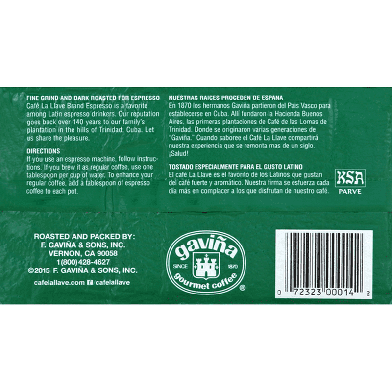 Cafe La Llave Coffee, 100 Pure, Espresso (10 oz) Instacart