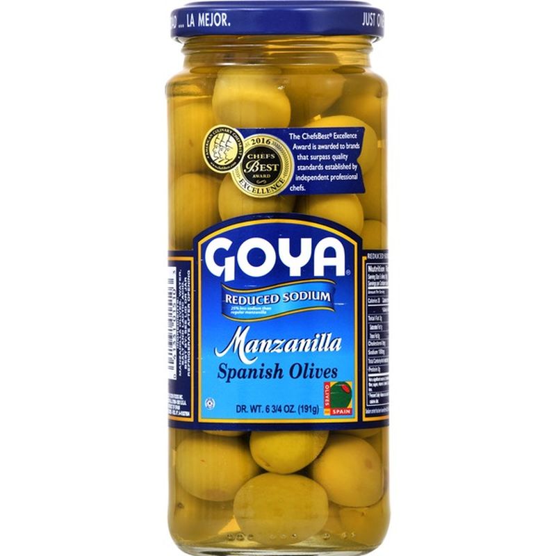 Goya Manzanilla Spanish Olives, Reduced Sodium (6.75 oz) Instacart