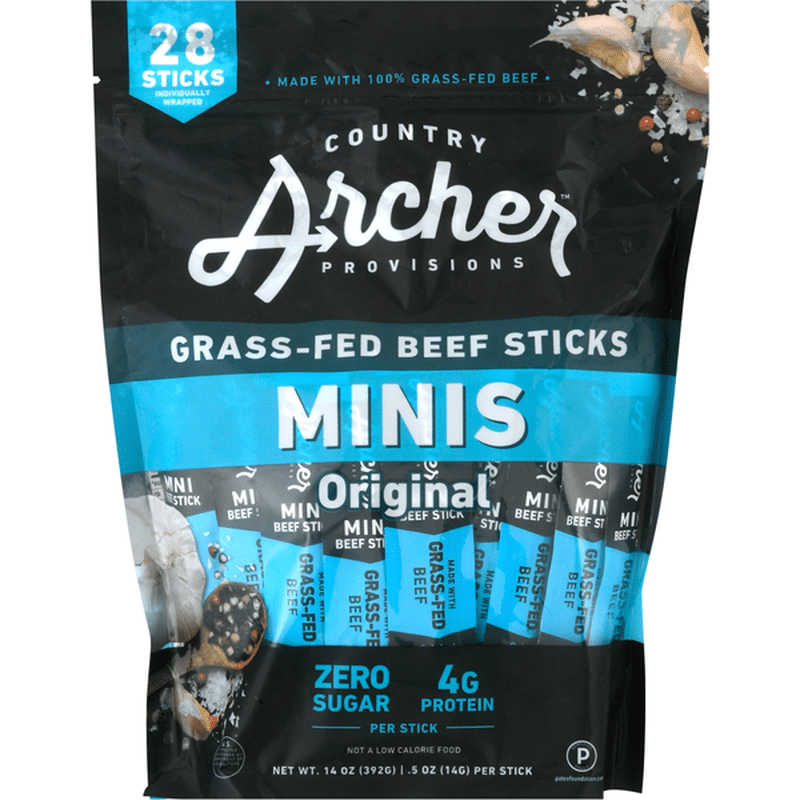 Country Archer Beef Sticks, Original, Minis, GrassFed (0.5 oz) Instacart