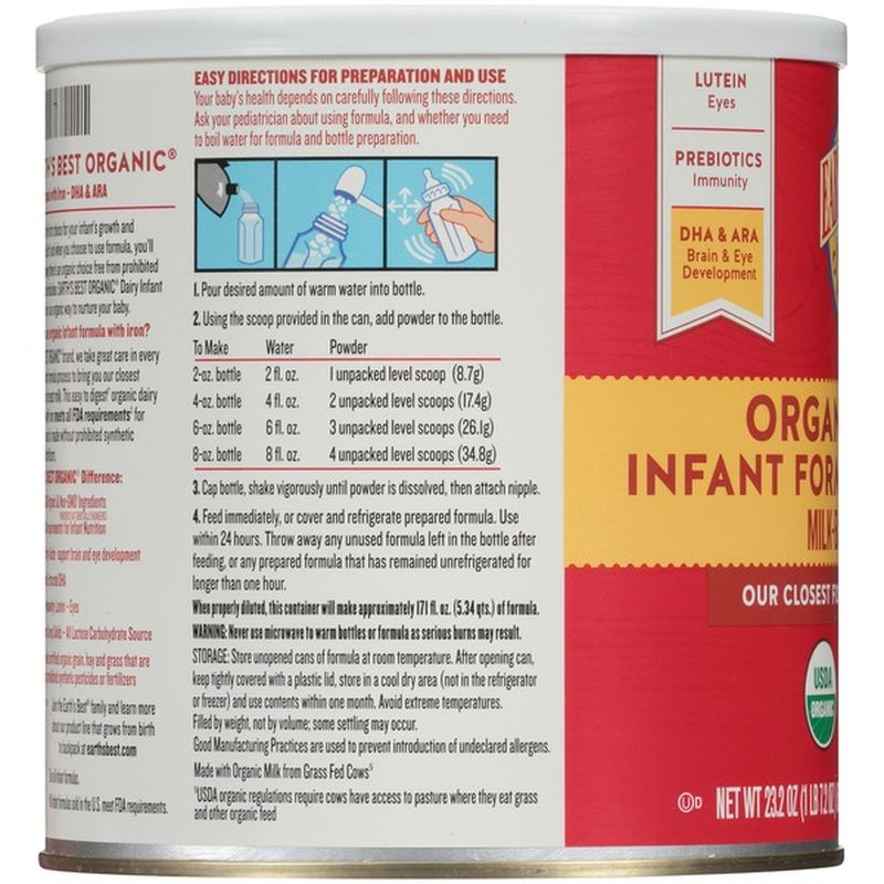 organic dairy infant formula with iron
