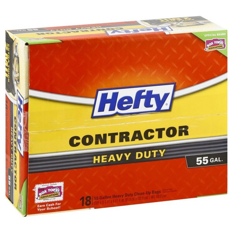 Hefty Contractor Heavy Duty Contractor with Twist Ties 55 gal Trash ...