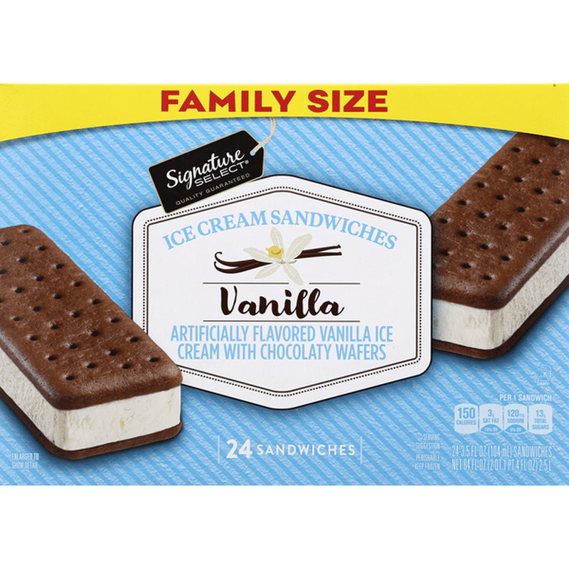 Signature Select Ice Cream Sandwiches, Vanilla, Family Size (24 each ...