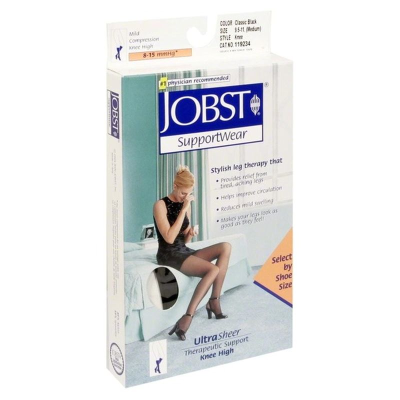 Jobst Support Wear Women's Ultra Sheer Knee High Classic Black Medium 9.5‑11 Stockings