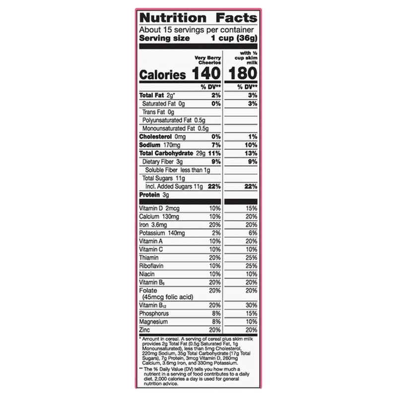 Cheerios Oat Cereal, Very Berry, Whole Grain, Sweetened (19.5 oz