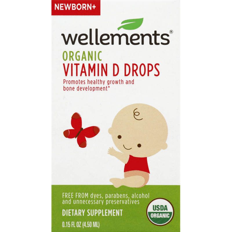Wellements Vitamin D, Organic, Drops, Newborn + (0.15 oz) Instacart