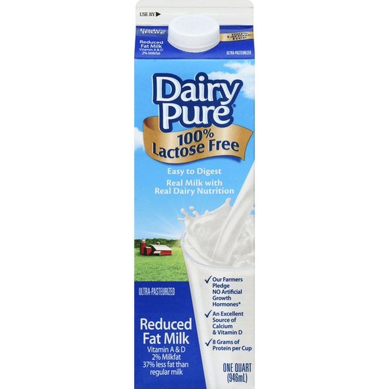 DairyPure Milk, Reduced Fat, 100% Lactose Free, 2% Milkfat (1 qt ...