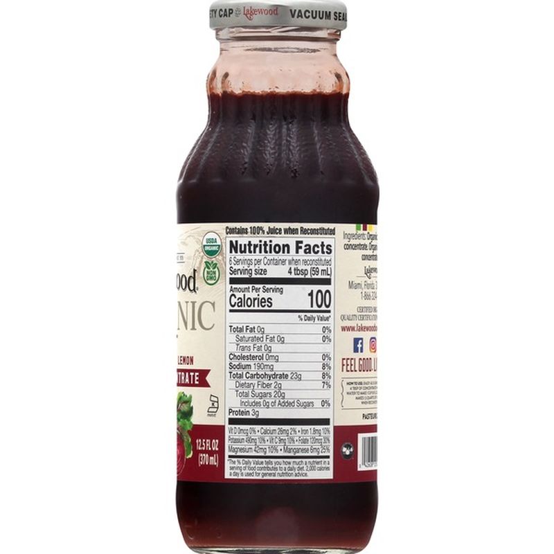 Lakewood Juice Concentrate, Organic, Beet with Organic Lemon (12.5 oz