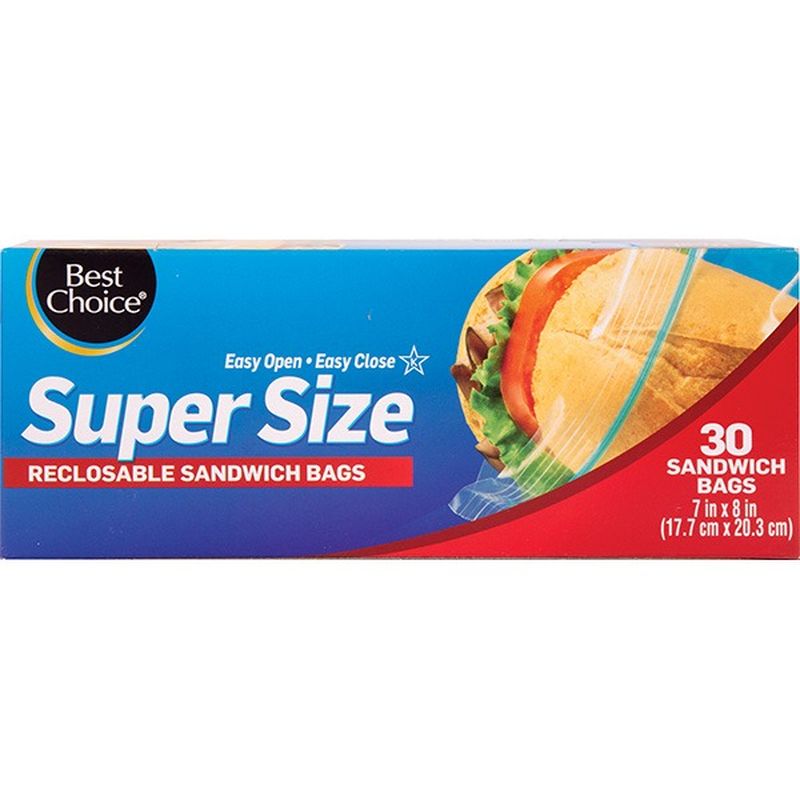 Best Choice Super Size Extra Large Reclosable Sandwich Bags (30 ct