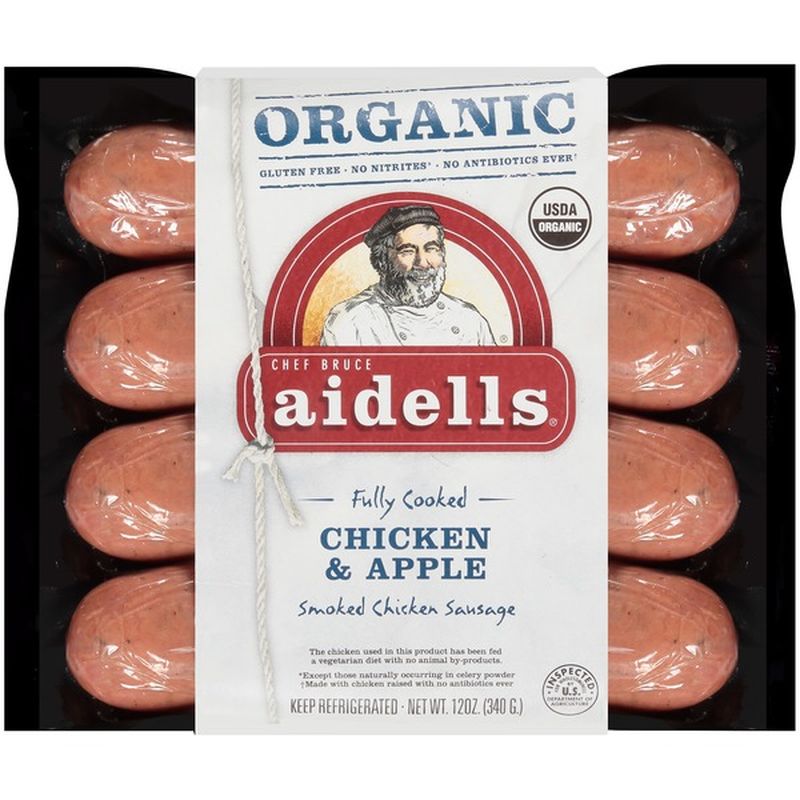 Aidells Organic Smoked Chicken Sausage, Chicken & Apple, 12 oz. (4 ...