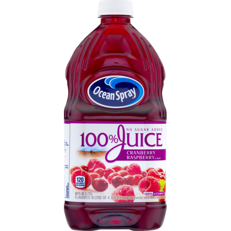 Ocean Spray 100% Juice No Sugar Added Cranberry Raspberry (60 fl oz ...