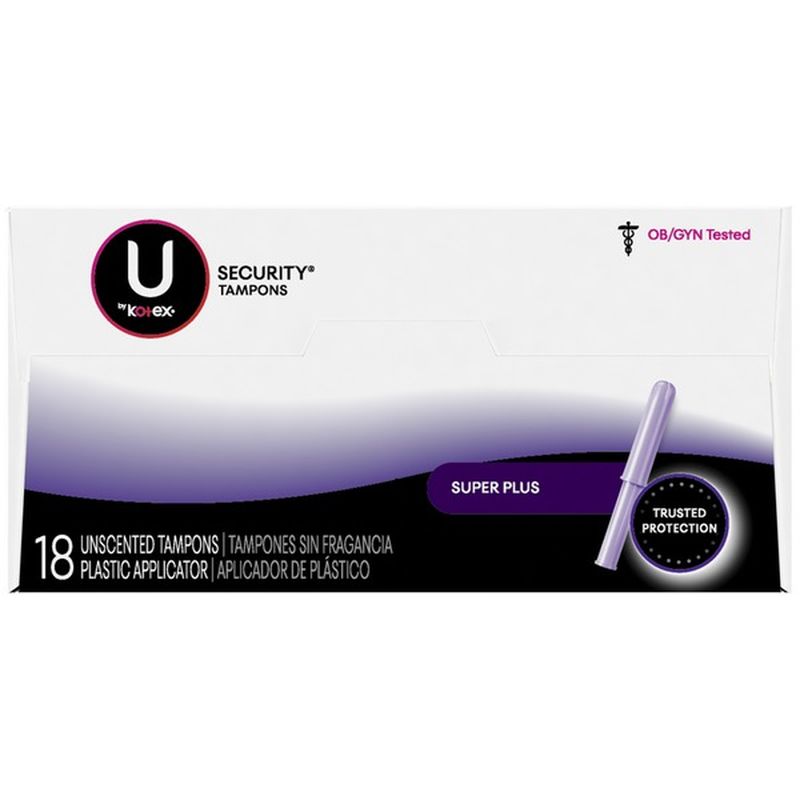 U By Kotex Premium Security Tampons Super Plus Absorbency Unscented 18 Ct Instacart