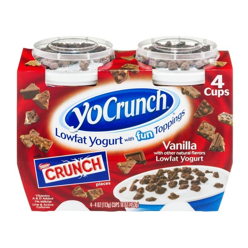 YoCrunch Lowfat Yogurt With Fun Toppings Vanilla Nestle Crunch - 4 CT ...