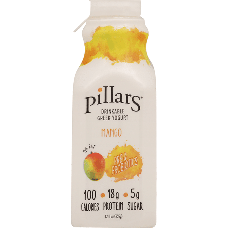 Pillars Yogurt, Greek, Drinkable, Mango (12 oz) Instacart