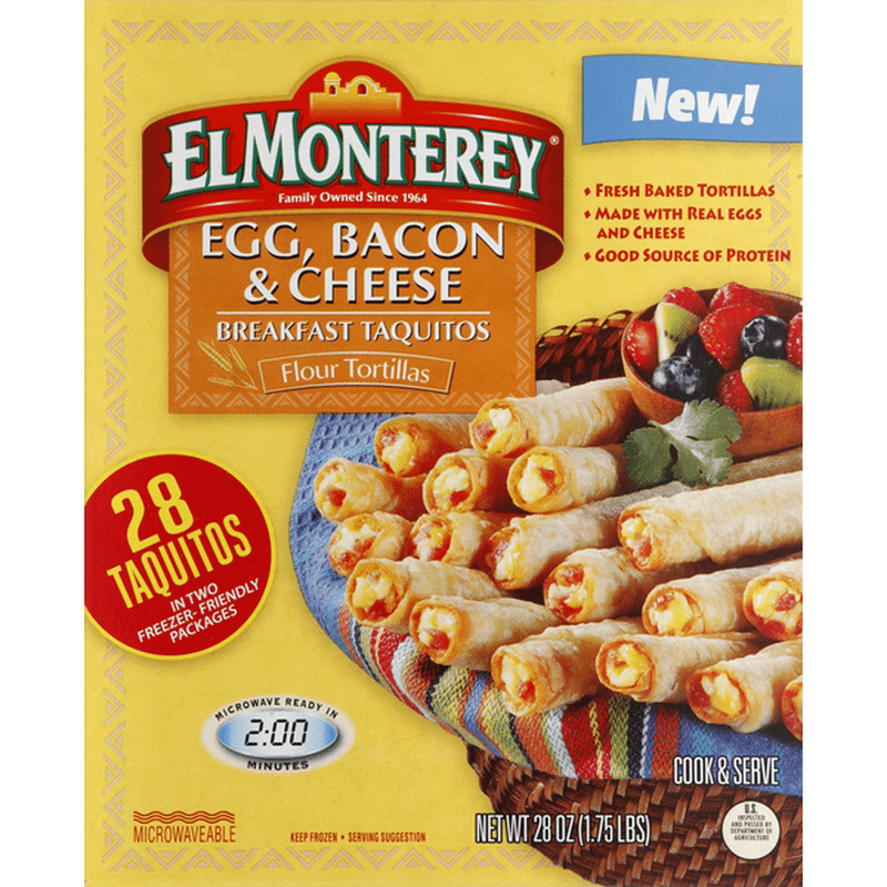 El Monterey Taquitos, Flour Tortillas, Egg, Bacon & Cheese (28 each