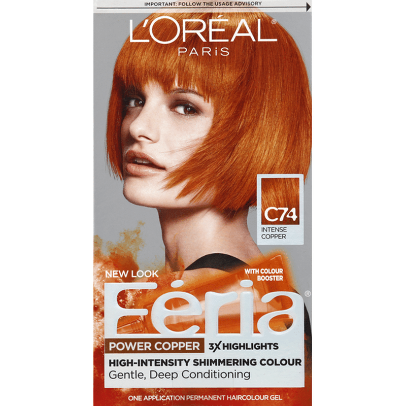 Feria Haircolour Gel, Permanent, Intense Copper C74 (1 each) - Instacart