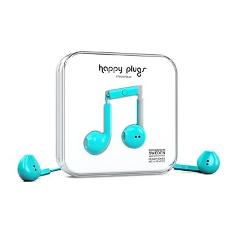 Happy Plugs 7817 Turquoise Earbud Plus Wired Headphones With Mic