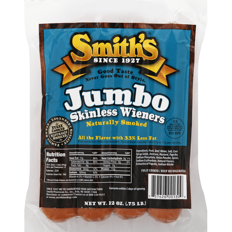 Smiths Wieners, Skinless, Jumbo (12 oz) Instacart