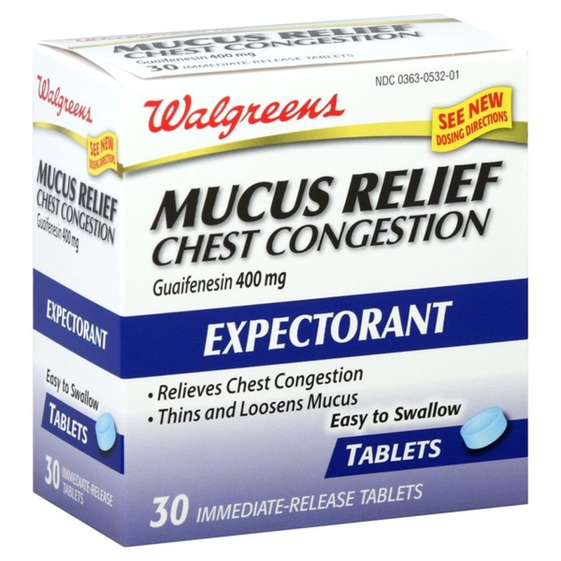 Walgreens Mucus Relief, Chest Congestion, ImmediateRelease Tablets (30 each) Instacart