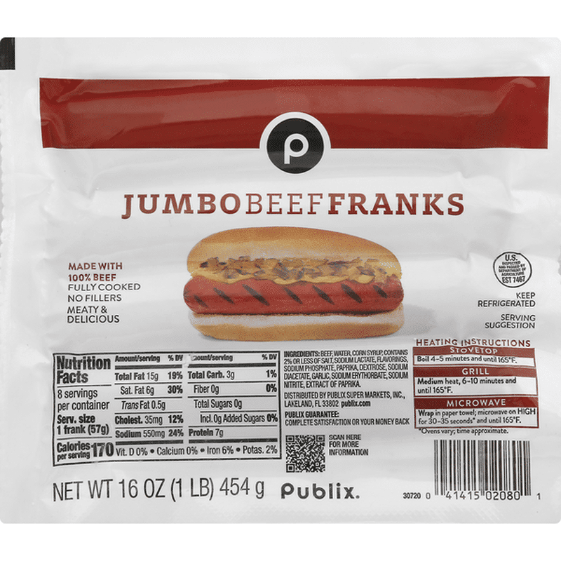 Publix Beef Franks, Jumbo (16 oz) Instacart