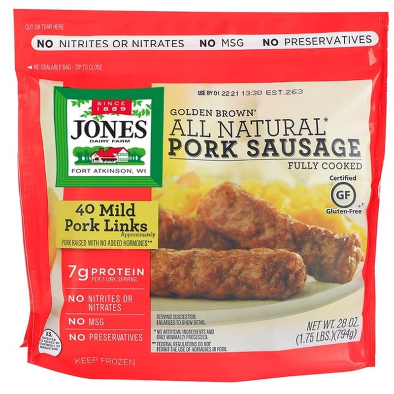 Jones Dairy Farm Golden Brown Mild Pork Sausage Links Bag (28 oz ...