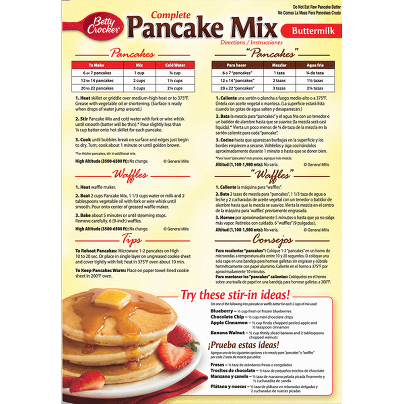 Betty Crocker Pancake Mix, Complete, Buttermilk (37 oz) Instacart