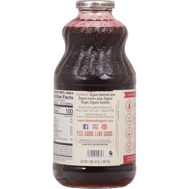 Lakewood Juice, Organic, Beet Ginger Turmeric (32 fl oz) Instacart