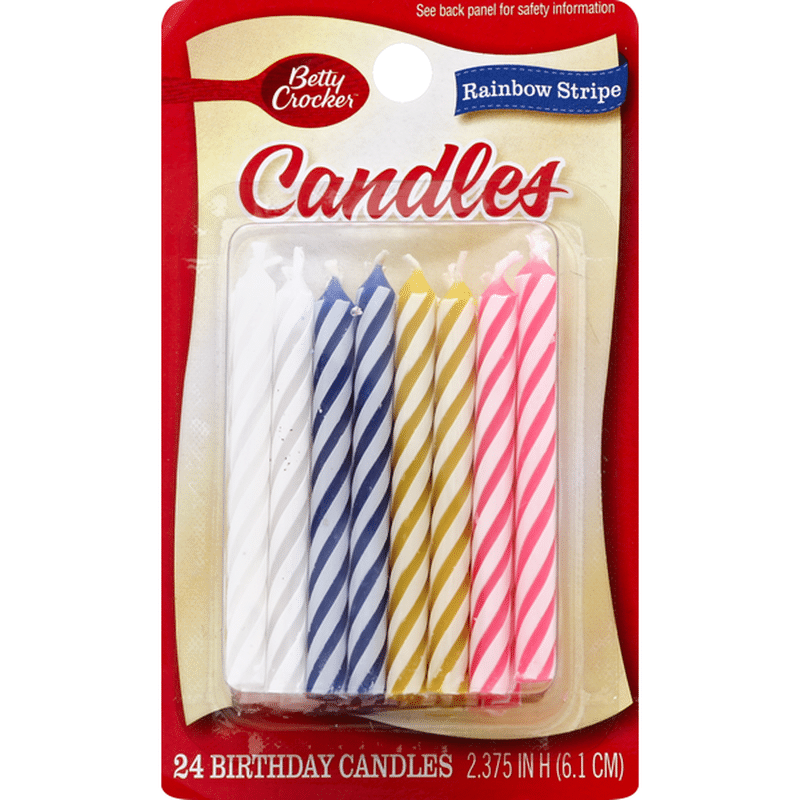 Betty Crocker Candles, Birthday, Rainbow Stripe, 2.375 Inch (24 each ...