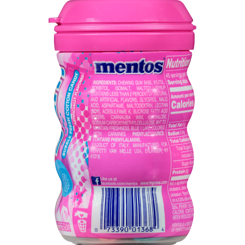 mentos gum bubble fresh cotton candy sugar free