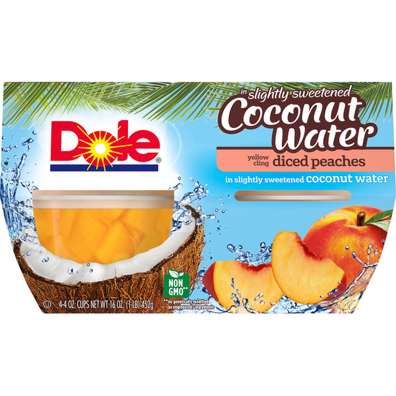 Dole Yellow Cling Diced Peaches In Slightly Sweetened Coconut Water 4 Oz Instacart