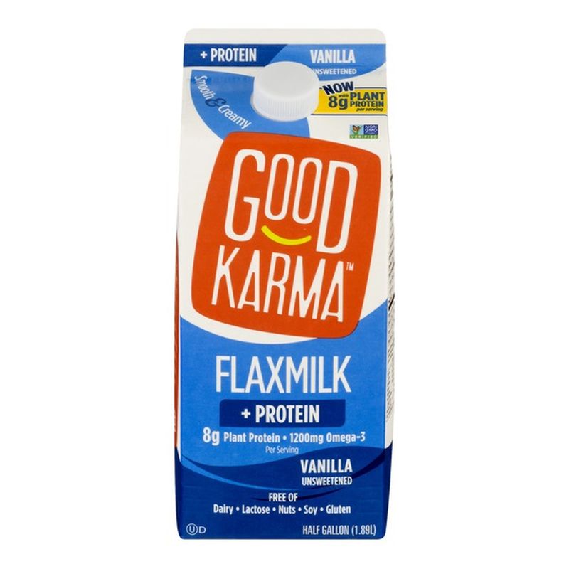 Good Karma Flax Milk + Protein Unsweetened Vanilla (0.5 gal) Instacart